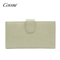 Cossni dompet paspor kulit asli, tas sertifikat grosir, dompet paspor kulit asli dengan Slot kartu, penutup tombol cetak buaya