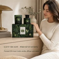 Coffret Cadeau de Bougies Parfumées Personnalisées avec Bouteille de Diffuseur à Bâtonnets, Pot à Bougie en Verre Dépoli avec Couvercle, Emballage en Gros OEM