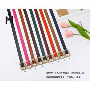 Cintura in PU con fibbia rettangolare alla moda da 2,5 cm per donna e uomo, abbigliamento casual con strass, cintura in plastica resistente - Product Image 2