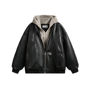 Veste à capuche zippée pour homme en coton 100% imprimé et brodé, surdimensionnée, lourde, streetwear, hiver - Product Image 3