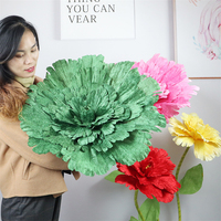 Dekorasi Bunga Pernikahan Besar, Bunga Peony Beludru untuk Jendela, Bunga Peony Buatan Raksasa