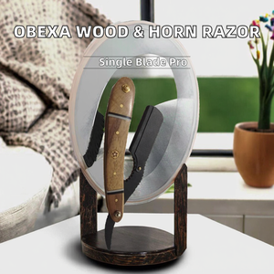 Obexa Professional Wooden Bone & Horn <b>Single</b> <b>Blade</b> Non-Disposable Underarm Use Shaving <b>Razor</b> for Men - Product Image 2