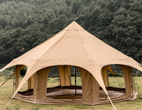Tente de camping octogonale de luxe, style yourte, quatre saisons, double étage, une chambre, grande protection contre la pluie et le soleil, trou pour poêle
