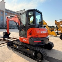 Mini-excavatrice hydraulique d'occasion Kubota U55-4, petite machine de terrassement et de construction, équipement de creusement avec moteur