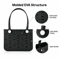 Sac de plage en EVA 28x11x21cm, imperméable, prêt pour la personnalisation de breloques, sac à main ouvert, 16 couleurs pour l'été, vente en gros