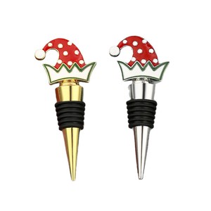 Christmas Hat <b>Wine</b> Stopper Gold And Silver Metal Bottle Sealer Holiday Gift - Product Image 5