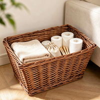 Panier de rangement artisanal en saule naturel tressé, organisateur de bureau style ferme, panier de rangement pour cosmétiques pour coiffeuse