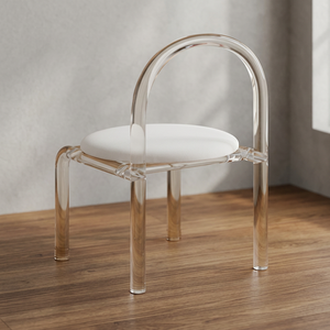 Chaise de salon moderne en acrylique avec coussin blanc, dossier solide, design minimaliste, mobilier de maison - Product Image 1