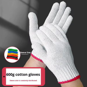 Gants de travail en coton blanc tricoté texturé, résistants à l'usure, respirants, antidérapants, à bas prix, pour la construction - Product Image 2