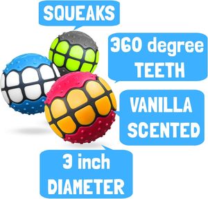 Interactive Cute Fashion <b>Dog</b> Chew Toy <b>Balls</b> Bruxism Novelty Vinyl <b>Ball</b> Vocal Colorful Tooth Pattern Design Squeaky Sound Daily - Product Image 6
