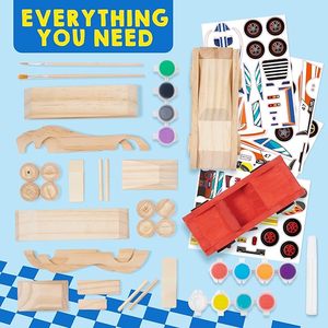 Set di quattro pezzi festa di compleanno presenta <span class=keywords><strong>auto</strong></span> da corsa in legno per bambini ragazzi e ragazze - Product Image 3