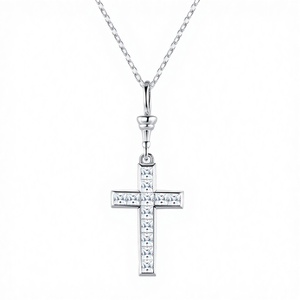 Collier pendentif croix en acier inoxydable incrusté de zircon, chaîne à maillons style hip-hop 60cm 38mm 64mm, bijoux pour usage quotidien et soirées - Product Image 2