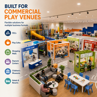 Aire de jeux intérieure commerciale testée par des tiers, pour le marché de la construction dentaire, avec piscine à balles, toboggan et village modulaire de jeux de rôle