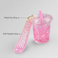 Mini porte-clés Bubble Tea, breloque shaker liquide scintillant, pendentif tasse Boba, dragonne souple pour sacs d'enfants et cadeaux de fête