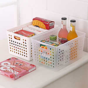 Plastic Storage Basket Rectangle White With Handle For Office Desktop Bathroom Kitchen Organizer 3018 - Product Image 4