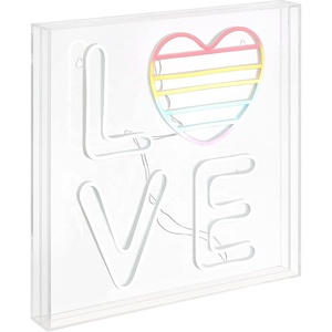 Letrero LED de 15"W x 15"H Blanco/Arcoíris con la Palabra 'LOVE', Funciona con USB, 315 Lúmenes, Caja Acrílica Contemporánea y Glamorosa, No Regulable, para Dormitorio - Product Image 1