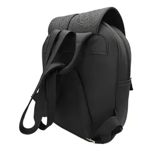 Mochila Fana Letizia Negra de Cuero Grabado, 5L, Unisex, Uso Diario, Estilo Minimalista, Cierre de Cremallera - Product Image 1