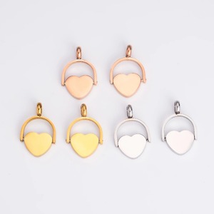 Pendentifs Cœur Rotatifs Vides Personnalisables en Acier Inoxydable, Breloques Cœur pour Carte d'Identité Poli Miroir, Bijoux de Mode en Gros - Product Image 2