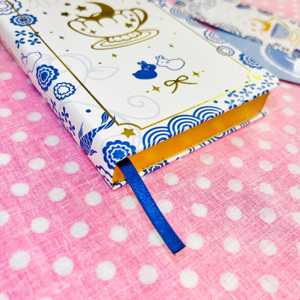 Carnet A6 LABON bleu floral en similicuir avec dorure à chaud, 192 pages, bordure dorée, carreaux quadrillés, agenda <span class=keywords><strong>de</strong></span> papeterie avec poche arrière - Product Image 5