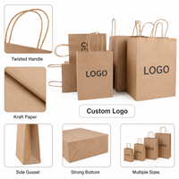 Sac en papier kraft épais, sac à main en papier kraft, sac d'emballage pour la restauration à emporter, sac de shopping en papier kraft pour boulangerie