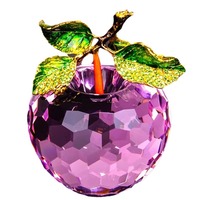 Pujiang haut de gamme cristal pomme voiture ornement créatif pomme rouge sculpté gravure paisible fruit thème idée cadeau de noël