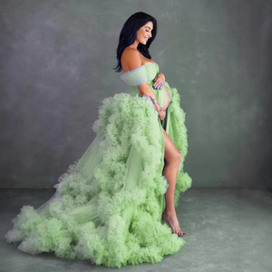 Vestido Burlesque <span class=keywords><strong>Boa</strong></span> Boudoir <span class=keywords><strong>de</strong></span> Tul Arrugado, Lujoso Vestido <span class=keywords><strong>de</strong></span> Novia para Fotografía - Product Image 2