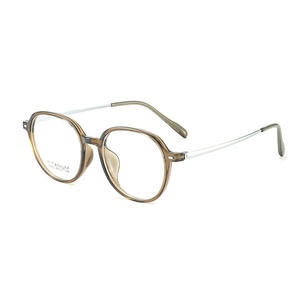 Gafas de mujer con montura redonda de titanio de estilo coreano, montura óptica ligera 56803, lentes de plástico con montura completa estrecha - Product Image 3