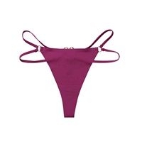Culotte en soie glacée pour femmes, grande taille, Sexy, Double ceinture fine, anneau d'amour, boucle sans couture, culotte string pour filles