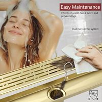 Drain de sol de douche rectangulaire linéaire moderne en acier inoxydable 304 anti-odeur pour salle de bain et usage hôtelier