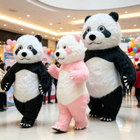 Costume de mascotte géant gonflable ours 2-3M, tenue de poupée ambulante en peluche noir et blanc pour Halloween, carnaval, publicité, ODM & OEM
