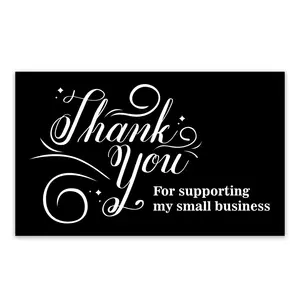 Hot Selling Stock Thank You Card Gold Hot Foil Craft Black Warranty Card For Clothing