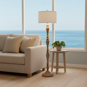 Lámpara de Piso de Poliresina DB de 61.5" con Efecto Madera Estilo Costero - Product Image 2