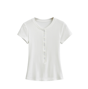 T-shirt Sexy attillata <span class=keywords><strong>con</strong></span> bottone frontale 4285 Runwaylover 2025 <span class=keywords><strong>donna</strong></span> - Product Image 5