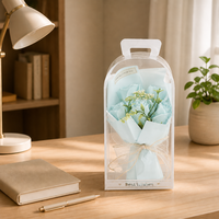Boîte cadeau de roses artificielles en savon avec poignée en PVC, 5 roses pour la Saint-Valentin, la fête des mères, la fête des enseignants, décoration