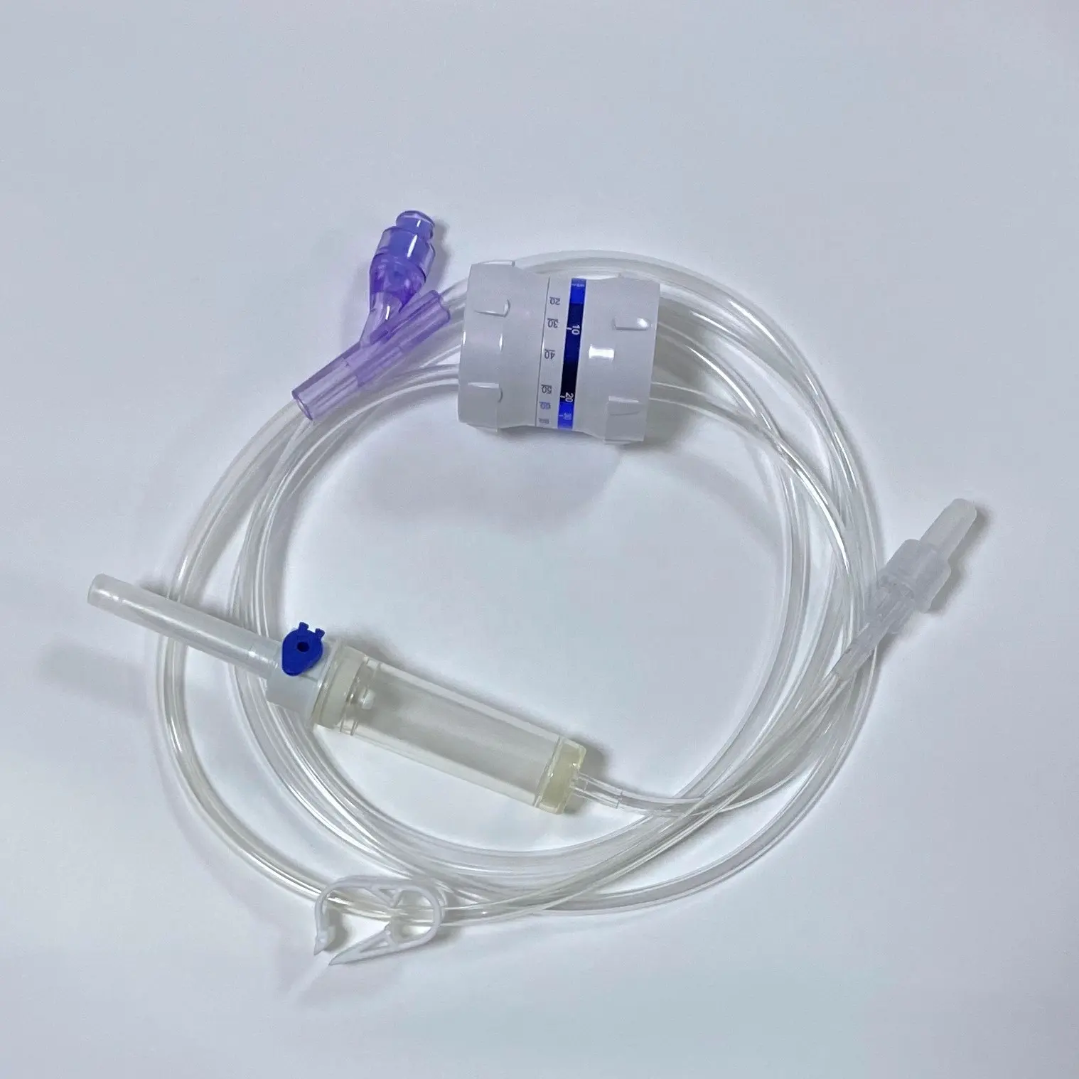 Disposable medical Y port IV infusion set with flow regulator