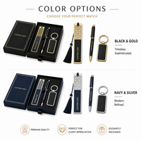 Coffret Cadeau d'Affaires de Luxe Exécutif Personnalisé avec Logo : Stylo Métallique, Marque-page et Porte-clés – Kit 3-en-1 pour Remerciement Client et Cadeaux d'Entreprise