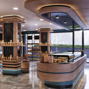 Cafetería de madera personalizada de fábrica, diseño de interiores, diseño moderno de mostrador de café, muebles de cafetería - Product Image 6
