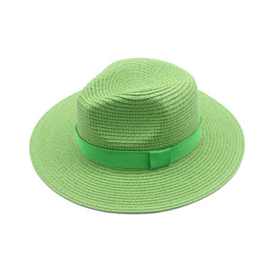 Chapeau de paille naturel MIO Panama en gros, uni, à large bord, avec ceinture personnalisable, idéal pour la <span class=keywords><strong>plage</strong></span>, protection solaire, chapeau de paille unisexe pour hommes et femmes - Product Image 5