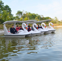 Bateau à pédales électrique en fibre de verre d'occasion, 2 et 4 places, modèle Duck Swan, pour loisirs et usage domestique