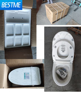 Ensemble de toilettes et d'évier à capteur d'intérieur Siège de toilette chauffant intelligent Piège en céramique S Siphonic Toilette de luxe - Product Image 5