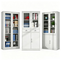 Armoire de classement de bureau moderne en métal, vente en gros directe d'usine, avec portes en verre, armoire de rangement de documents en acier verrouillable pour bureau