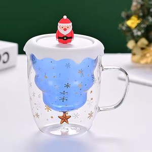 Tazza da Caffè in Vetro Creativa Natalizia con Manico, Carina e Originale per Acqua e Tè, per Matrimoni e Bar, Logo Personalizzabile - Product Image 4
