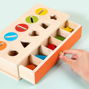 Montessori Wooden Sorting Early Education Coin <b>Box</b> Color Recognition Shape Matching Blocks Educational <b>Toys</b> for Children (4-6 - Product Image 3