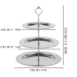Espositore per Dessert a Più Livelli - Vassoio per Torte in Acciaio Inox, Torre per Tè del Pomeriggio, Porta Frutta e <span class=keywords><strong>Pasticceria</strong></span> - Product Image 3