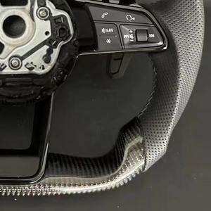 Volante de fibra de carbono y cuero con botón de arranque para Audi R8 A4 A5 A6 A7 RS3 RS6 RS7 C7 C8 B9 B9.5 S3 SQ5 Q3 Q7 Q8 - Product Image 3