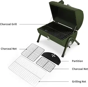 Bestseller Outdoor-Grillgrills Stahl faltbarer Holzkohlegrill für Picknick Camping für Raucher Holzkohlebrennstoff
