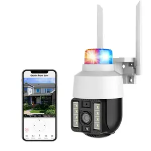 Qearim nouvellement caméra de sécurité extérieure 1mp 3mp full hd sirène intégrée alarme intelligente V380 pro app suivi automatique PTZ wifi caméra 12V