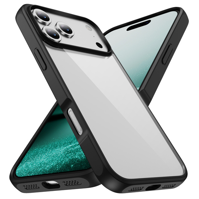 Acrylic Pc 2 in 1 Hybrid HD Clear Transparent Bumper Phone Case with Raised Camera Protection Shockproof for iPhone 17 Pro Max