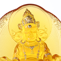 Statue exquise du Bouddha Jambhala en cristal Liu Li pour la richesse et la prospérité - Zambhala artisanal pour la décoration de la maison et du bureau