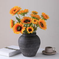 Vase en céramique rétro Wabi-Sabi en grès, cuite à haute température, nouveau style chinois, pour arrangement floral et décoration